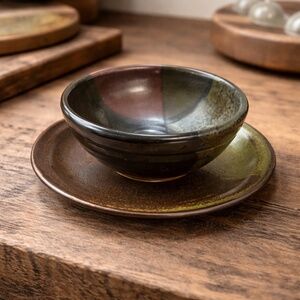 Roan Mountain Iron Mountain Pottery Plate & Rustic Studio Pottery Bowl